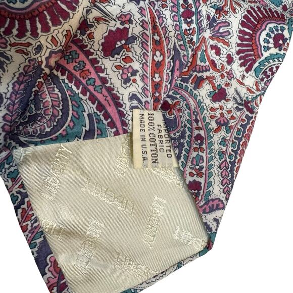 Liberty of London Tie Vintage Paisley Print Cotton Made in USA Burgundy Teal - Picture 5 of 5